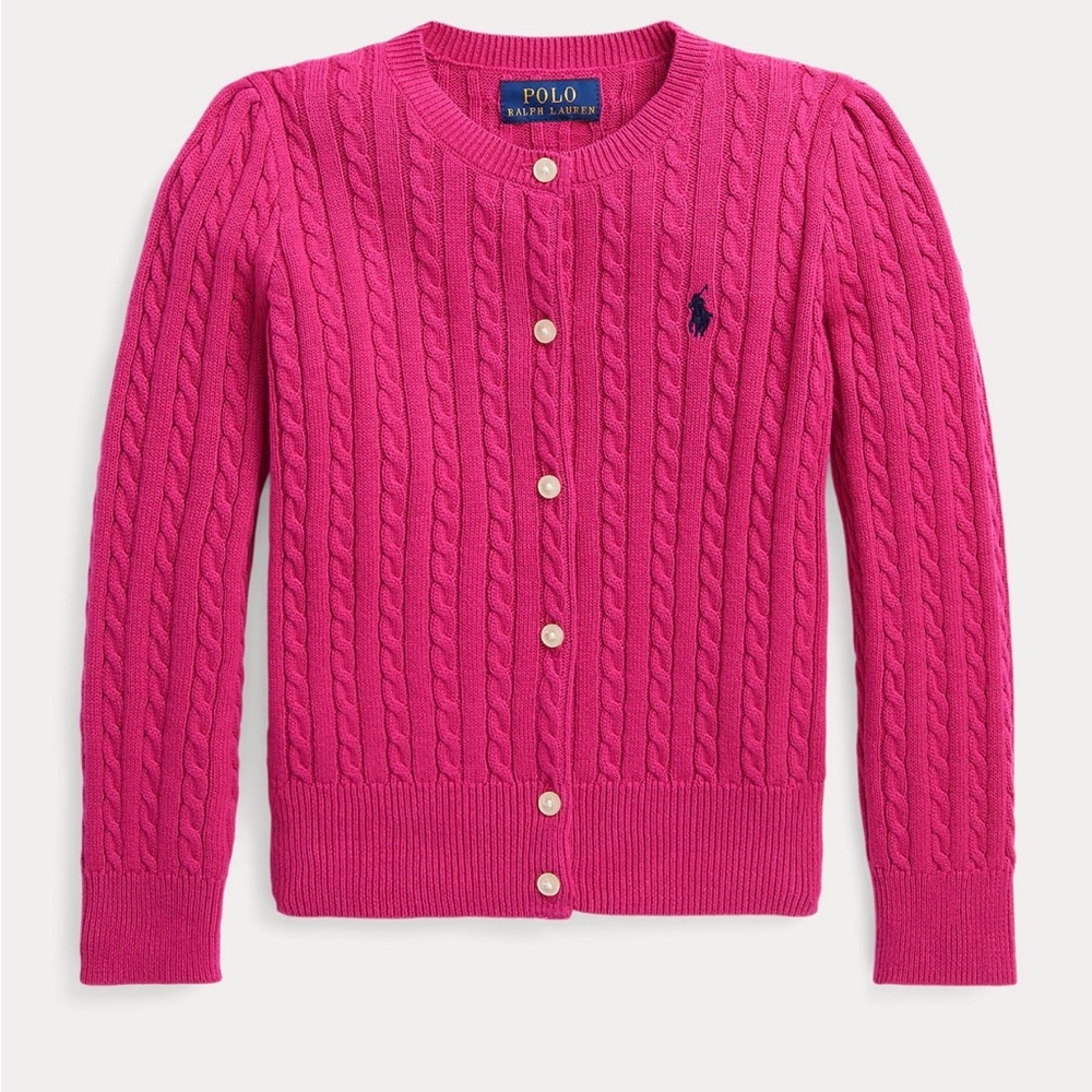 Ralph Lauren Fuchsia Cable Knit Cardigan